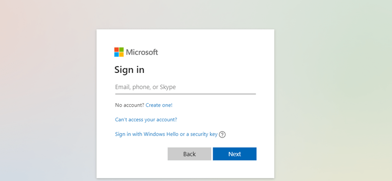 Microsoft outlook sign in page image